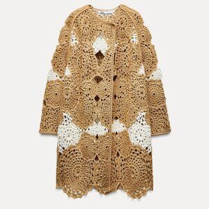 ZARA WRAP FRONT CROCHET KNIT COAT